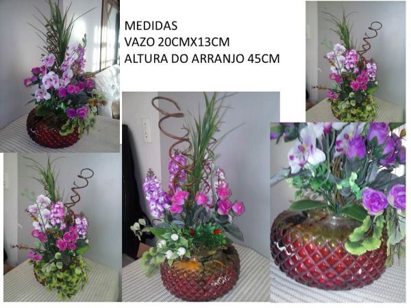 arranjo vazo flores artificiais